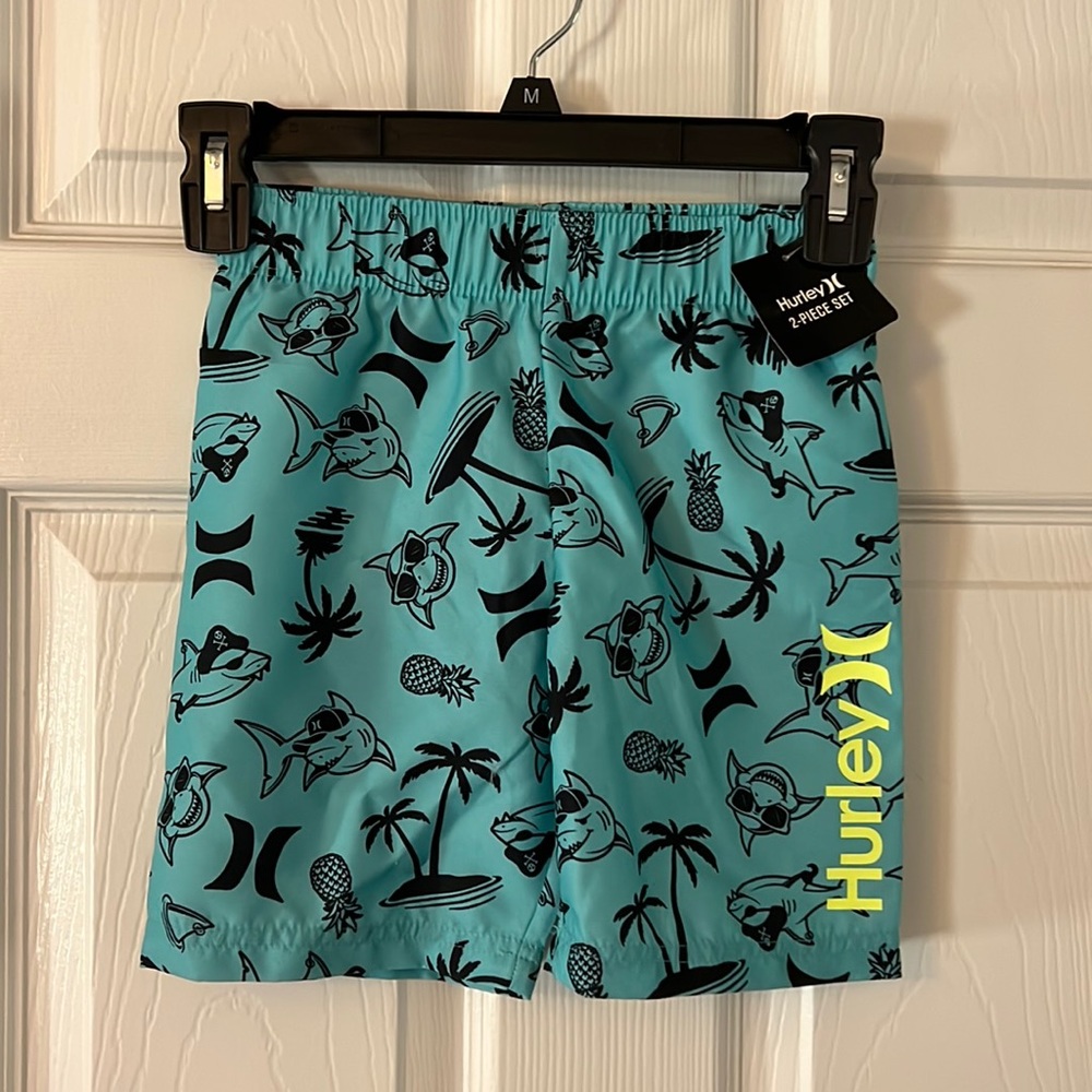 Hurley boys 5T swim shorts with shark print NWT